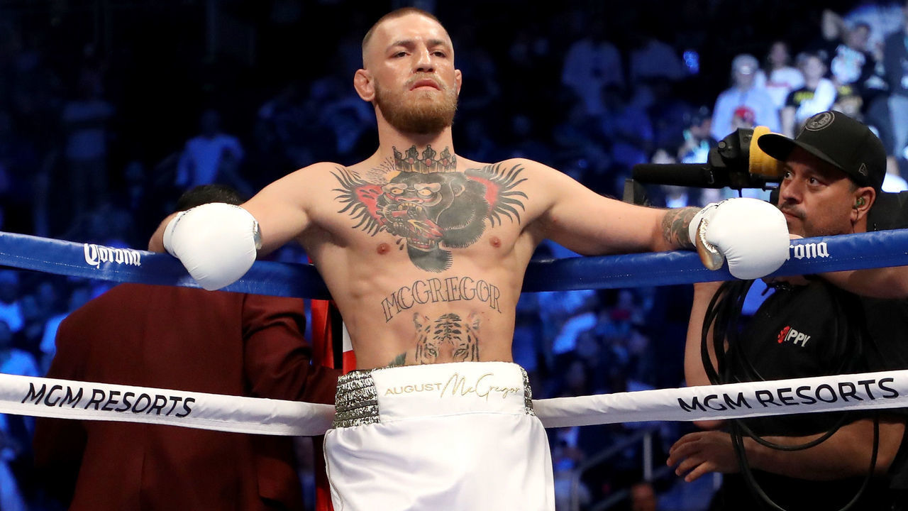 LAS VEGAS, NV - AUGUST 26: Conor McGregor stands in his corner during his super welterweight boxing match against Floyd Mayweather Jr. on August 26, 2017 at T-Mobile Arena in Las Vegas, Nevada.