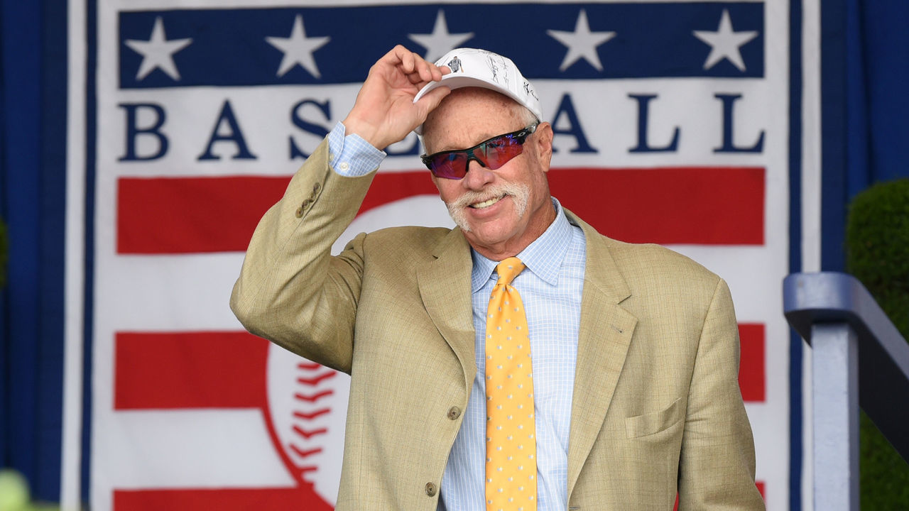 COOPERSTOWN, NY - JULY 29: Hall of Famer Rich "Goose" Gossage is introduced during the Baseball Hall of Fame induction ceremony at the Clark Sports Center on July 29, 2018 in Cooperstown, New York.