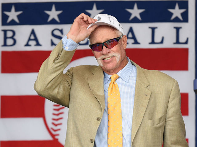 COOPERSTOWN, NY - JULY 29: Hall of Famer Rich "Goose" Gossage is introduced during the Baseball Hall of Fame induction ceremony at the Clark Sports Center on July 29, 2018 in Cooperstown, New York.