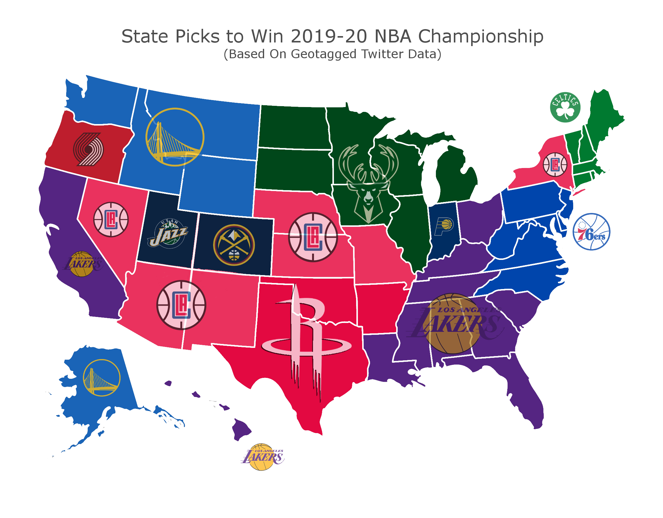 Twitter Map Shows Lakers Are Favorites To Win 2019 20 Nba Title Thescore Com