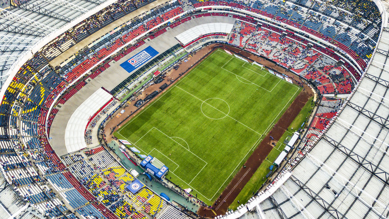 MEXICO CITY, MEXICO - DECEMBER 16: Aerial view of Azteca stadium prior the final second leg match between Cruz Azul and America as part of the Torneo Apertura 2018 Liga MX at Azteca Stadium on December 16, 2018 in Mexico City, Mexico.