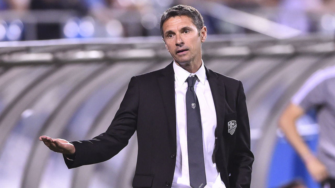 MONTREAL, QC - JUNE 26: Head coach of the Montreal Impact Remi Garde reacts on a call in the second half against the Portland Timbers during the MLS game at Saputo Stadium on June 26, 2019 in Montreal, Quebec, Canada. The Montreal Impact defeated the Portland Timbers 2-1.