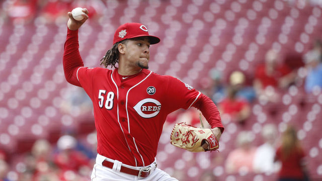 CINCINNATI, OH - AUGUST 21: Luis Castillo #58 of the Cincinnati Reds pitches in the first inning against the San Diego Padres at Great American Ball Park on August 21, 2019 in Cincinnati, Ohio.