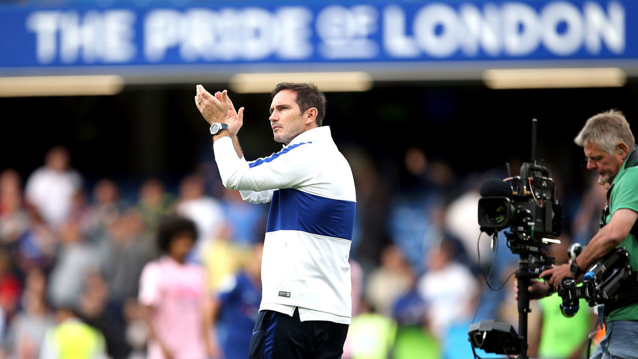 Chelsea manager Frank Lampard applauds the fans after the final whistle