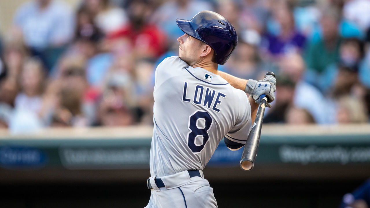 MINNEAPOLIS, MN - JUNE 26: Brandon Lowe #8 of the Tampa Bay Rays bats against the Minnesota Twins on June 26, 2019 at the Target Field in Minneapolis, Minnesota. The Twins defeated the Rays 6-4.