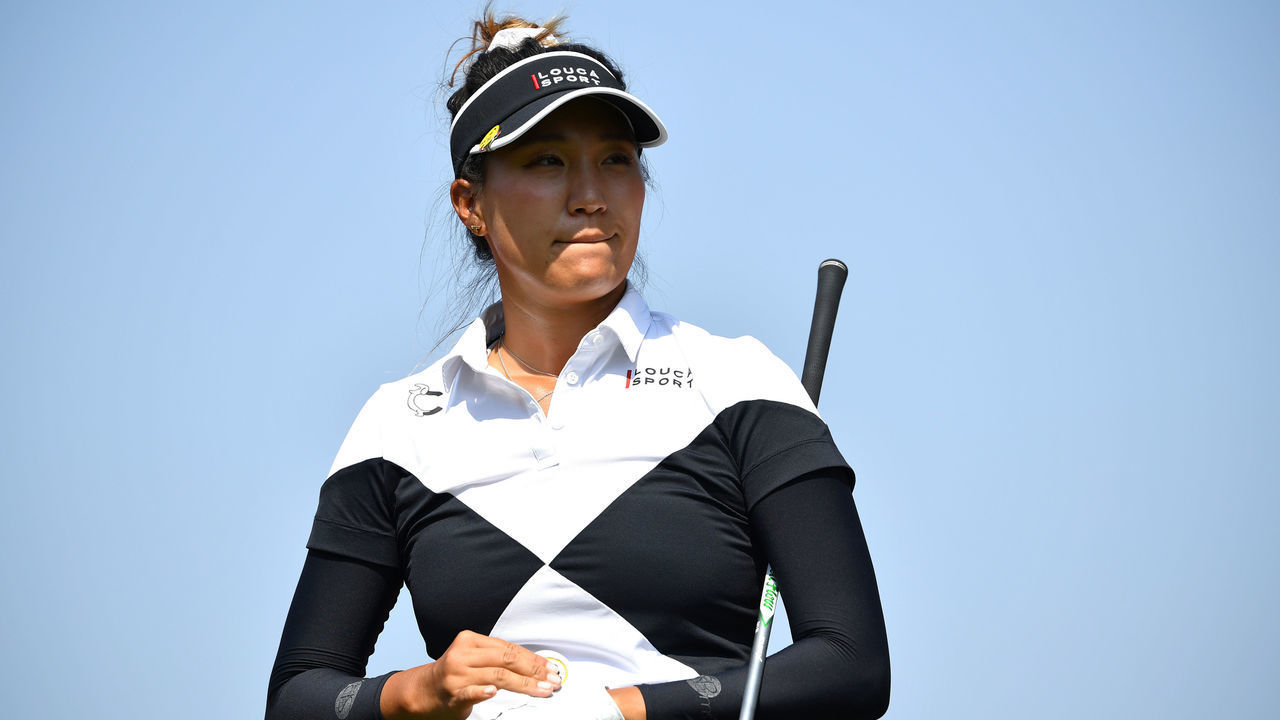 EVIAN-LES-BAINS, FRANCE - JULY 25: Annie Park of The United States on the fifteenth during day 1 of the Evian Championship at Evian Resort Golf Club on July 25, 2019 in Evian-les-Bains, France.