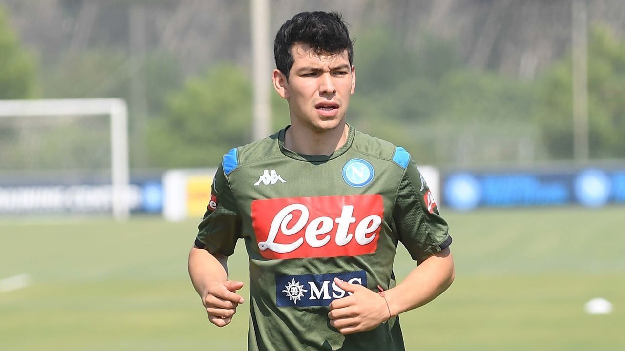 NAPLES, ITALY - AUGUST 23: Hirving Lozano attends a training session on August 23, 2019 in Naples, Italy.