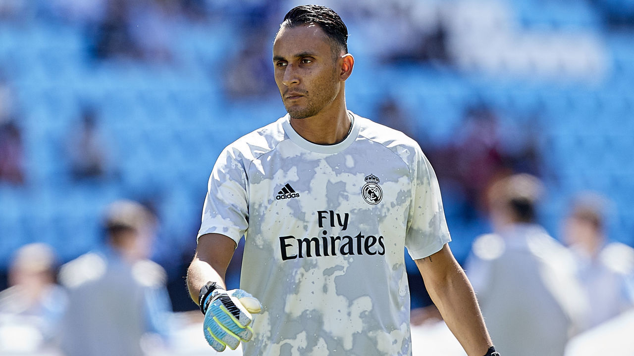 VIGO, SPAIN - AUGUST 17: Keylor Navas of Real Madrid looks on prior to the Liga match between RC Celta de Vigo and Real Madrid CF at Abanca-Balaídos on August 17, 2019 in Vigo, Spain.