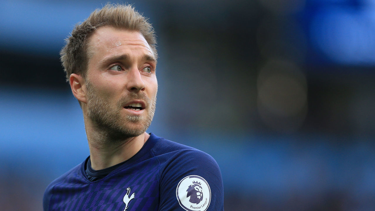 MANCHESTER, ENGLAND - AUGUST 17: Christian Eriksen of Spurs looks back during the Premier League match between Manchester City and Tottenham Hotspur at the Etihad Stadium on August 17, 2019 in Manchester, United Kingdom.