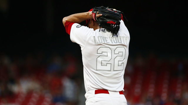 ST. LOUIS, MO - AUGUST 23: Jack Flaherty #22 of the St. Louis Cardinals pitches against the Colorado Rockies at Busch Stadium on Friday, August 23, 2019 in St. Louis, Missouri.