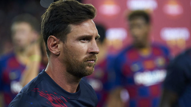 Lionel Messi of Barcelona during the Joan Gamper trophy match between FC Barcelona and Arsenal at Nou Camp on August 4, 2019 in Barcelona, Spain.