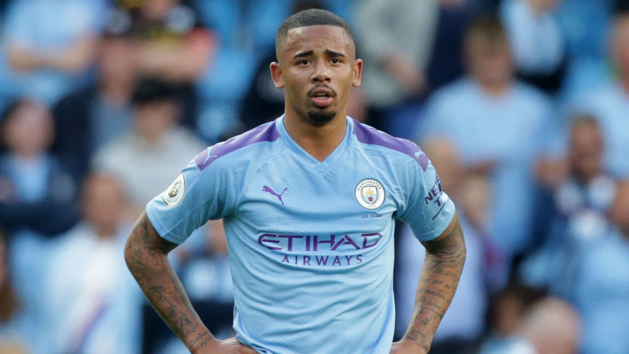 Manchester City's Brazilian striker Gabriel Jesus reacts at the end of the English Premier League football match between Manchester City and Tottenham Hotspur at the Etihad Stadium in Manchester, north west England, on August 17, 2019. - The match ended in a draw at 2-2.
