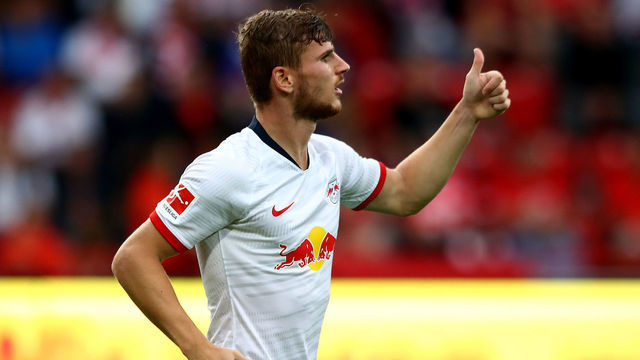 BERLIN, GERMANY - AUGUST 18: Timo Werner of Leipzig gestures during the Bundesliga match between 1. FC Union Berlin and RB Leipzig at Stadion An der Alten Foersterei on August 18, 2019 in Berlin, Germany.