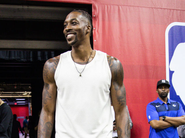 LAS VEGAS, NEVADA - JULY 06: Dwight Howard smiles at the NBA Summer League on July 06, 2019 in Las Vegas, Nevada.