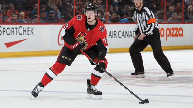 OTTAWA, ON - MARCH 26: Thomas Chabot #72 of the Ottawa Senators skates against the Buffalo Sabres at Canadian Tire Centre on March 26, 2019 in Ottawa, Ontario, Canada.