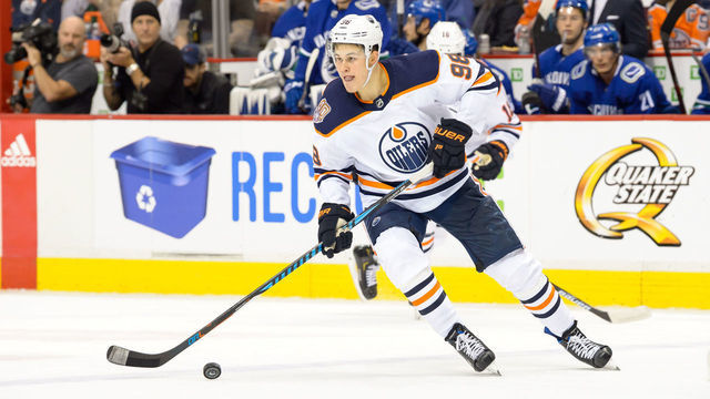 VANCOUVER, BC - DECEMBER 16: Edmonton Oilers Right Wing Jesse Puljujarvi (98) skates with the puck during their NHL game against the Vancouver Canucks at Rogers Arena on December 16, 2018 in Vancouver, British Columbia, Canada. Vancouver won 4-2.