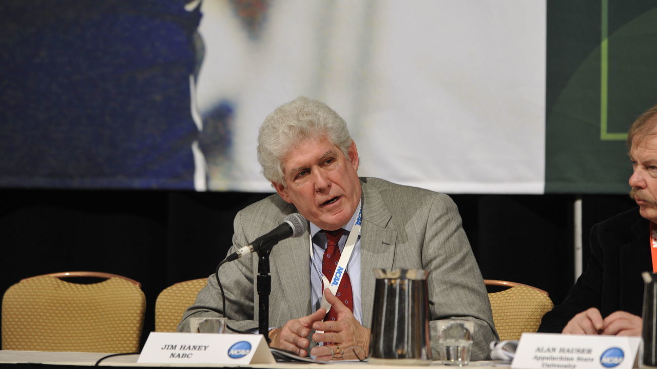 14 JAN 2010: The Division I Issues Forum at the 2010 NCAA Photos via Getty Images Convention held at the Marriott Marquis and the Hyatt Regency in Atlanta, GA. Stephen Nowland/NCAA Photos via Getty Images.Pictured: Jim Haney.