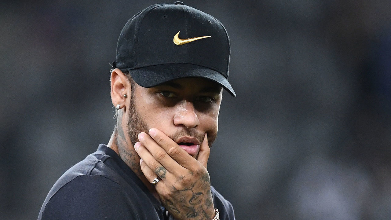 Paris Saint-Germain's Brazilian forward Neymar reacts at the end of the French Trophy of Champions football match between Paris Saint-Germain (PSG) and Rennes (SRFC) at the Shenzhen Universiade stadium on August 3, 2019. - Representatives of FC Barcelona went on August 13, 2019 to France to discuss with those of Paris of a possible return to Barça of the Brazilian star Neymar without the file changing significantly.