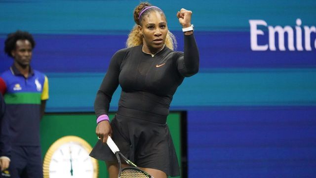 Serena Williams of the US celebrates her wictory against Caty McNally of the US during Round Two Women's Singles match of the 2019 US Open at the USTA Billie Jean King National Tennis Center in New York on August 28, 2019.