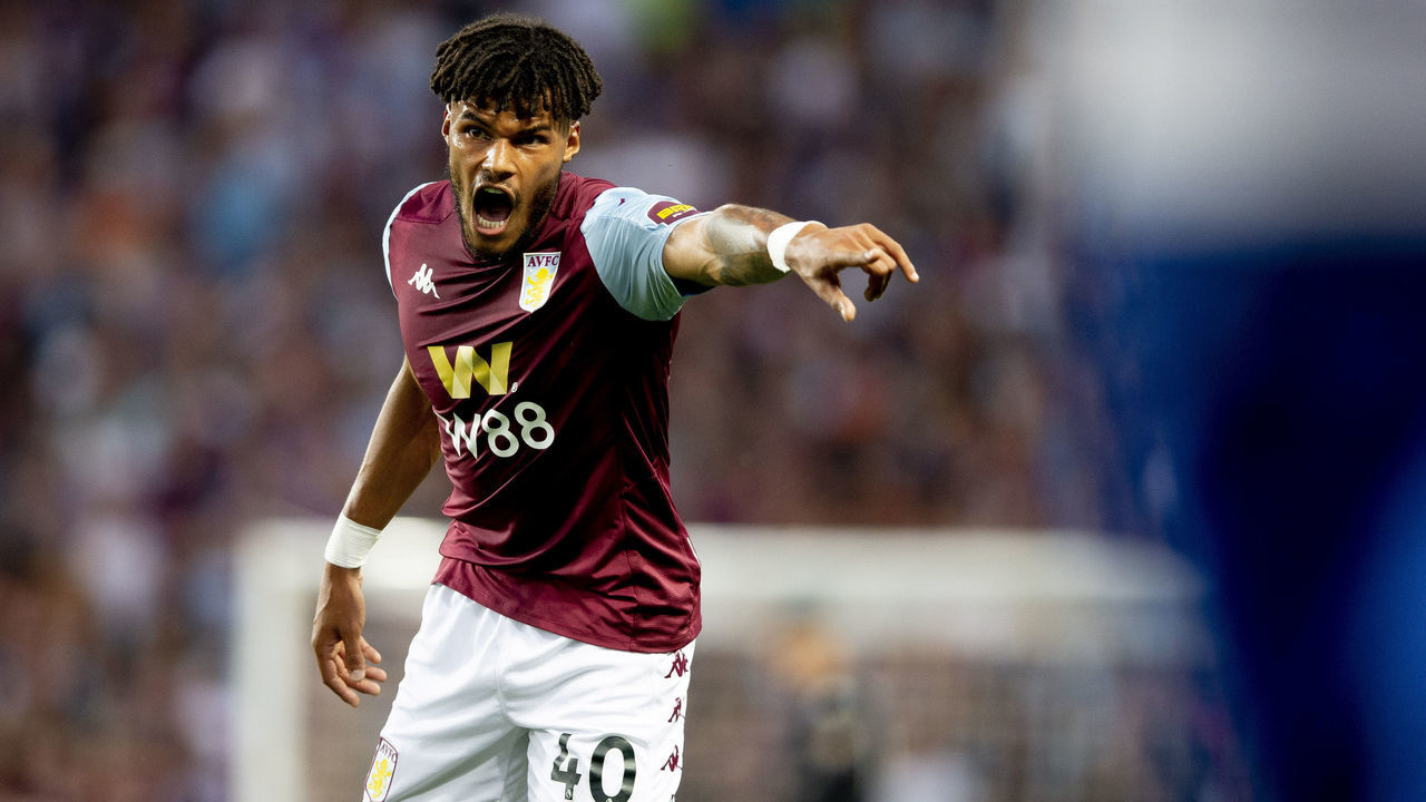BIRMINGHAM, ENGLAND - AUGUST 23: Tyrone Mings of Aston Villa in action during the Premier League match between Aston Villa and Everton FC at Villa Park on August 23, 2019 in Birmingham, United Kingdom.