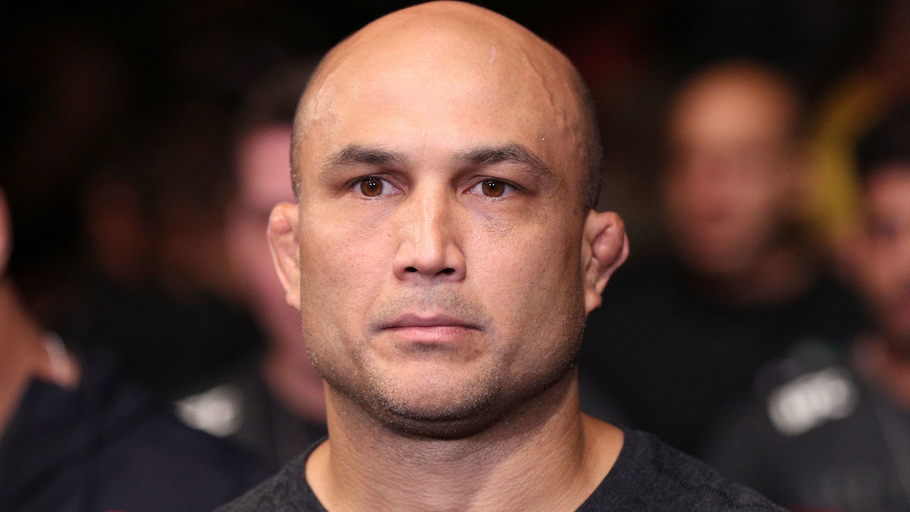 RIO DE JANEIRO, BRAZIL - MAY 11: BJ Penn prepares to fight Clay Guida in their lightweight bout during the UFC 237 event at Jeunesse Arena on May 11, 2019 in Rio De Janeiro, Brazil.