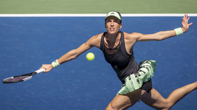 2019 US Open Tennis Tournament- Day Four. Andrea Petkovic of Germany in action against Petra Kvitova of the Czech Republic in the Women's Singles Round Two match on Louis Armstrong Stadium at the 2019 US Open Tennis Tournament at the USTA Billie Jean King National Tennis Center on August 29th, 2019 in Flushing, Queens, New York City.