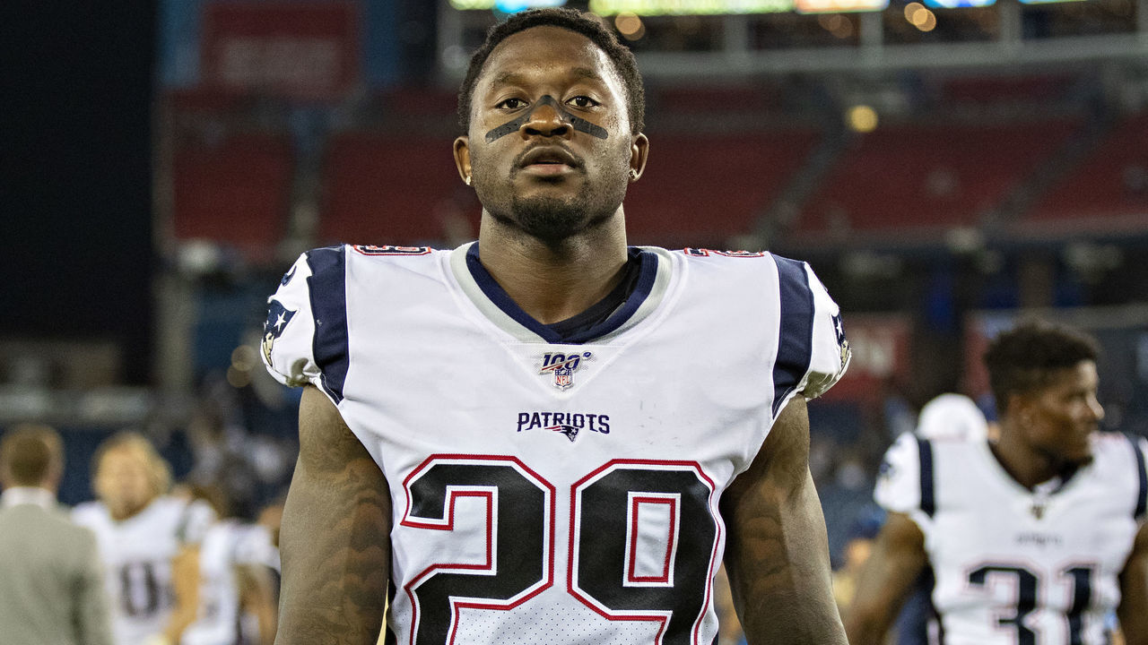 NASHVILLE, TN - AUGUST 17: Duke Dawson Jr. #29 of the New England Patriots walks off the field after a game against the Tennessee Titans during week two of the preseason at Nissan Stadium on August 17, 2019 in Nashville, Tennessee. The Patriots defeated the Titans 22-17.