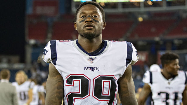 NASHVILLE, TN - AUGUST 17: Duke Dawson Jr. #29 of the New England Patriots walks off the field after a game against the Tennessee Titans during week two of the preseason at Nissan Stadium on August 17, 2019 in Nashville, Tennessee. The Patriots defeated the Titans 22-17.