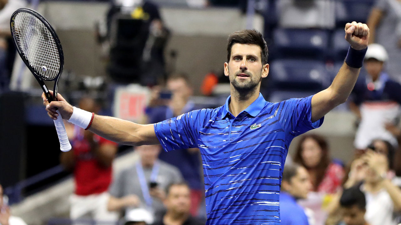 NEW YORK, NEW YORK - AUGUST 30: Novak Djokovic of Serbia celebrates victory following his Men's Singles third round match against Denis Kudla of the United States on day five of the 2019 US Open at the USTA Billie Jean King National Tennis Center on August 30, 2019 in Queens borough of New York City.