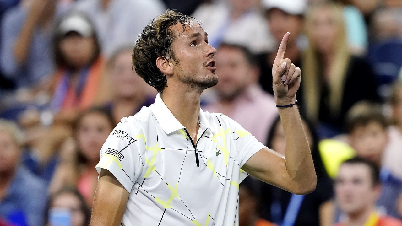 NEW YORK, NEW YORK - AUGUST 30: Daniil Medvedev of Russia argues with the chair umpire during his Men's Singles third round match against Feliciano Lopez of Spain on day five of the 2019 US Open at the USTA Billie Jean King National Tennis Center on August 30, 2019 in Queens borough of New York City.