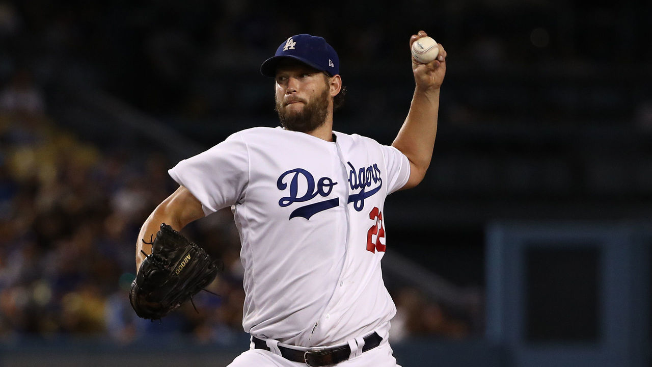 LOS ANGELES, CALIFORNIA - AUGUST 20: Pitcher Clayton Kershaw #22 of the Los Angeles Dodgers pitches in the sixth inning of the MLB game against the Toronto Blue Jays at Dodger Stadium on August 20, 2019 in Los Angeles, California. The Dodgers defeated the Blue Jays 16-3.