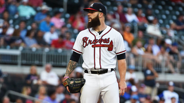 ATLANTA, GEORGIA - AUGUST 20: Dallas Keuchel #60 of the Atlanta Braves pitches against the Miami Marlins at SunTrust Park on August 20, 2019 in Atlanta, Georgia.
