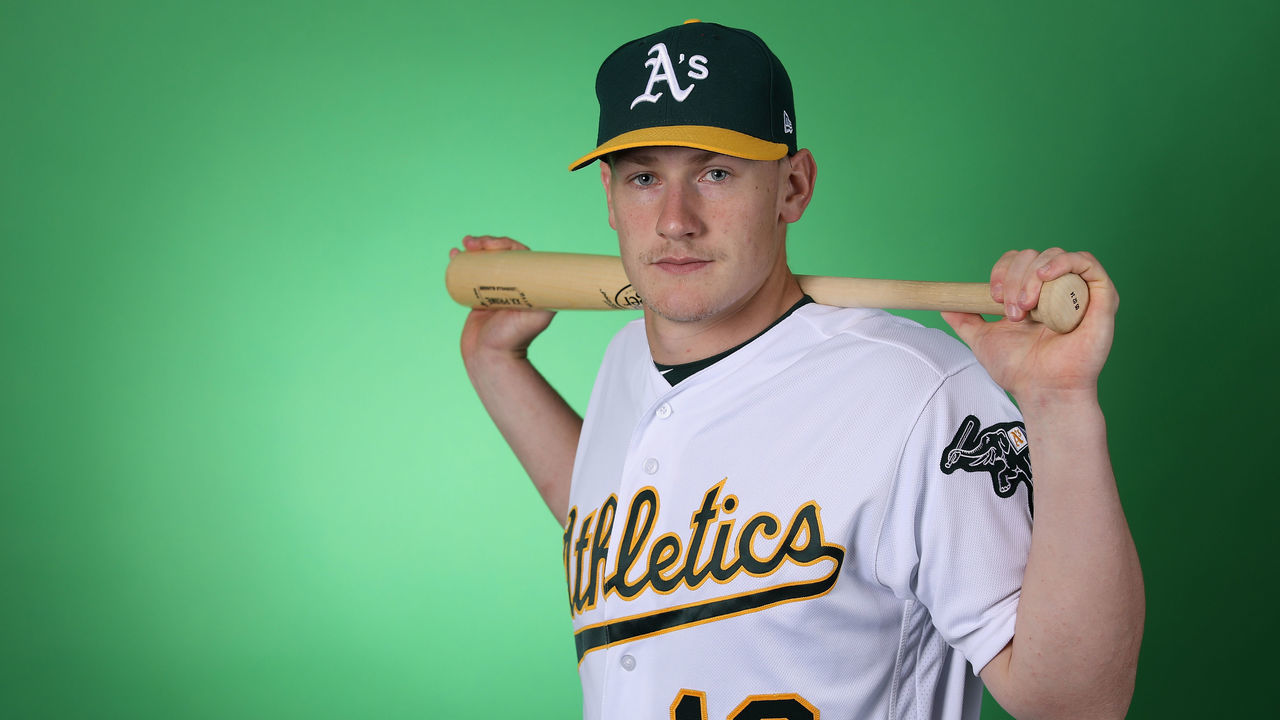 MESA, ARIZONA - FEBRUARY 19: Sean Murphy #12 of the Oakland Athletics poses for a portrait during photo day at HoHoKam Stadium on February 19, 2019 in Mesa, Arizona.