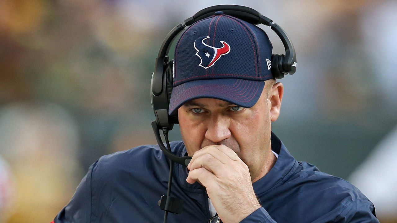 GREEN BAY, WISCONSIN - AUGUST 08: Head coach Bill O'Brien of the Houston Texans looks on before a preseason game against the Green Bay Packers at Lambeau Field on August 08, 2019 in Green Bay, Wisconsin.