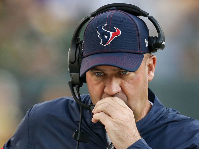 GREEN BAY, WISCONSIN - AUGUST 08: Head coach Bill O'Brien of the Houston Texans looks on before a preseason game against the Green Bay Packers at Lambeau Field on August 08, 2019 in Green Bay, Wisconsin.