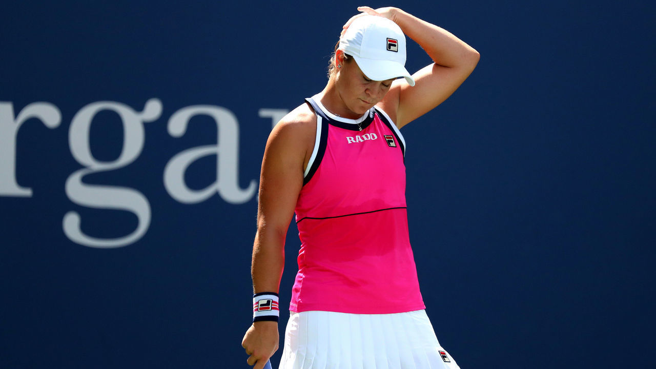 NEW YORK, NEW YORK - SEPTEMBER 01: Ashleigh Barty of Australia reacts during her Women's Singles fourth round match against Qiang Wang of China on day seven of the 2019 US Open at the USTA Billie Jean King National Tennis Center on September 01, 2019 in Queens borough of New York City.
