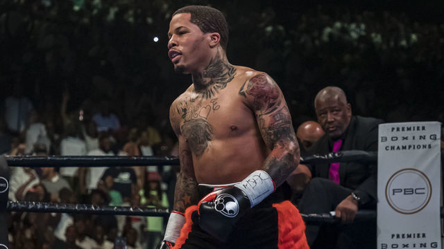 BALTIMORE, MD - JULY 27: Gervonta Davis celebrates after defeating Ricardo Nunez in the second round of their WBA super featherweight championship fight at Royal Farms Arena on July 27, 2019 in Baltimore, Maryland.