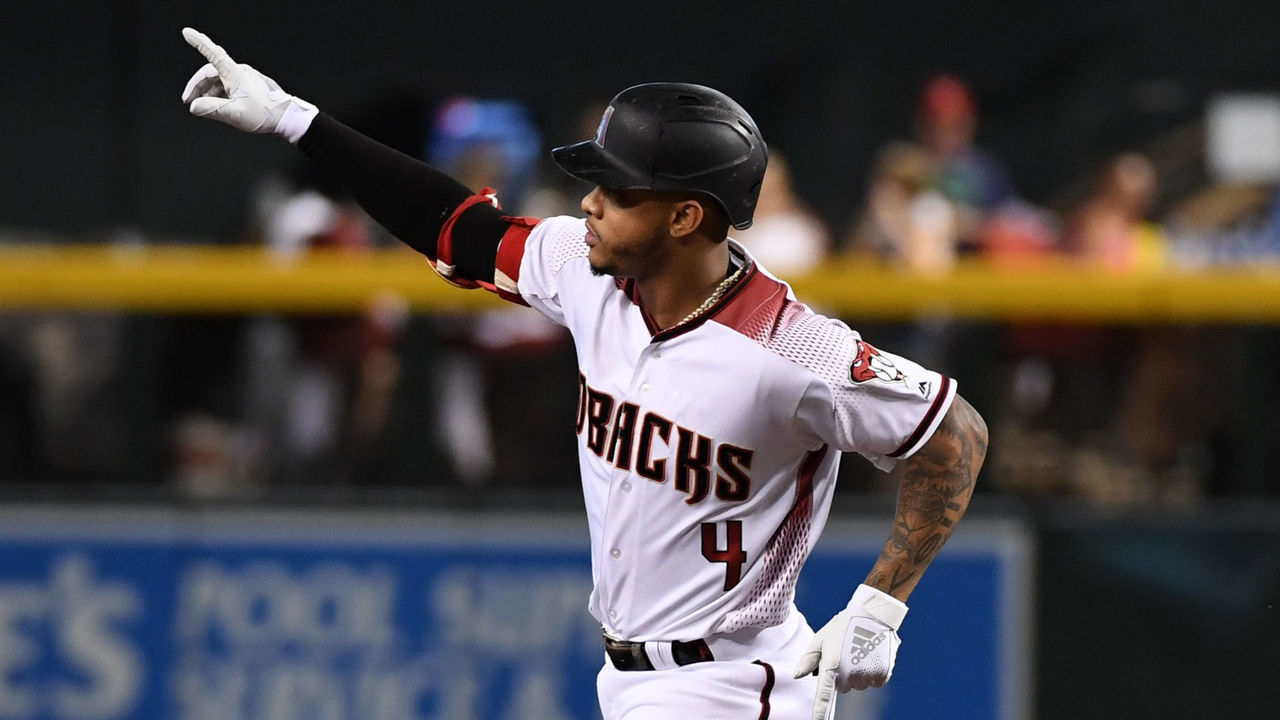PHOENIX, ARIZONA - SEPTEMBER 02: Ketel Marte #4 of the Arizona Diamondbacks rounds the bases after hitting a two run home run off of Cal Quantrill #40 of the San Diego Padres during the second inning at Chase Field on September 02, 2019 in Phoenix, Arizona.