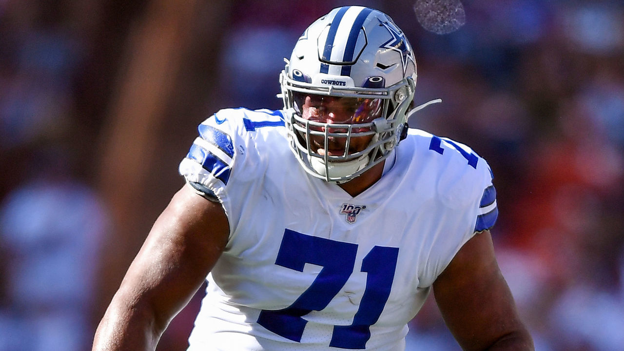 HONOLULU, HAWAII - AUGUST 17: La'el Collins #71 of the Dallas Cowboys pass blocks during the preseason game against the Los Angeles Rams at Aloha Stadium on August 17, 2019 in Honolulu, Hawaii.