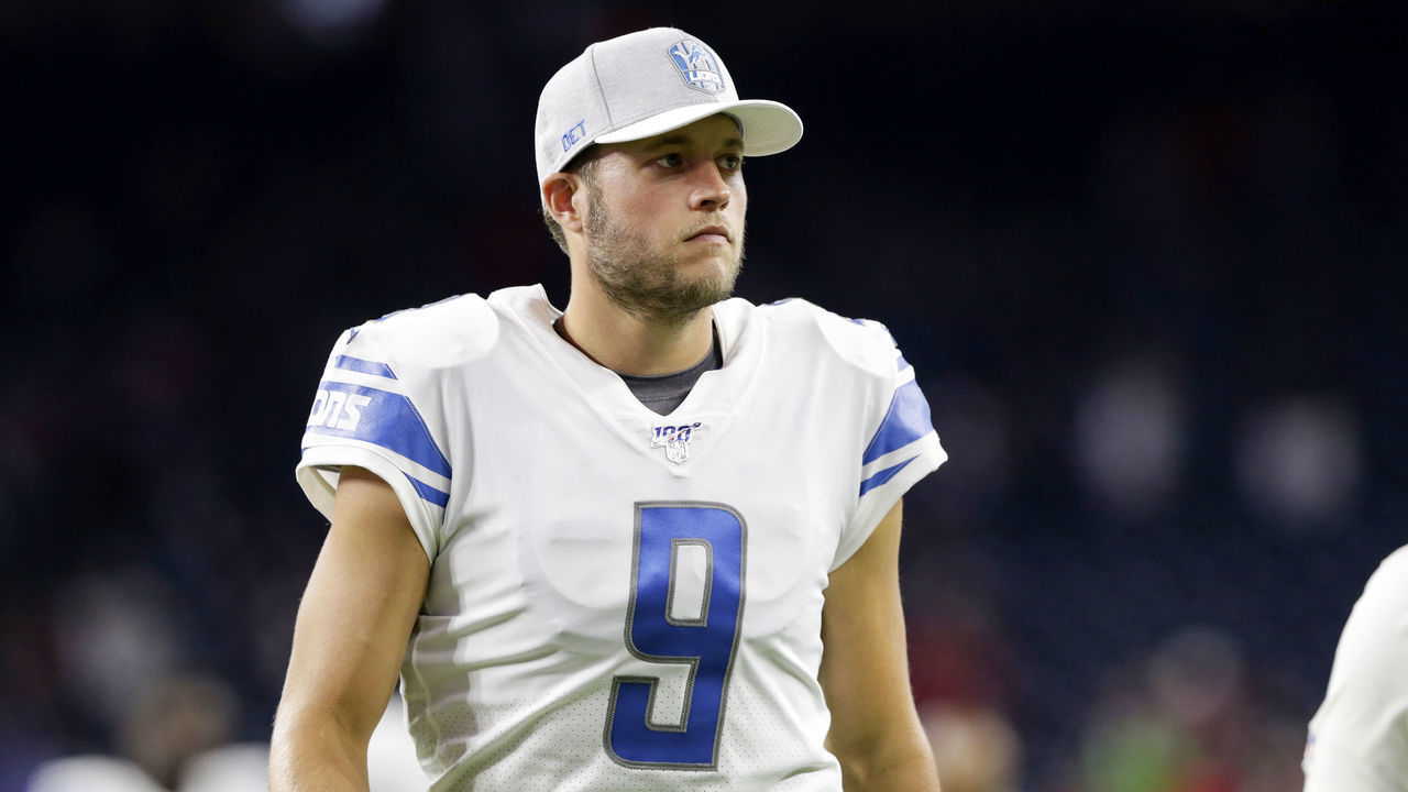 HOUSTON, TX - AUGUST 17: Matthew Stafford #9 of the Detroit Lions walks to the locker room after the preseason game against the Houston Texans at NRG Stadium on August 17, 2019 in Houston, Texas.