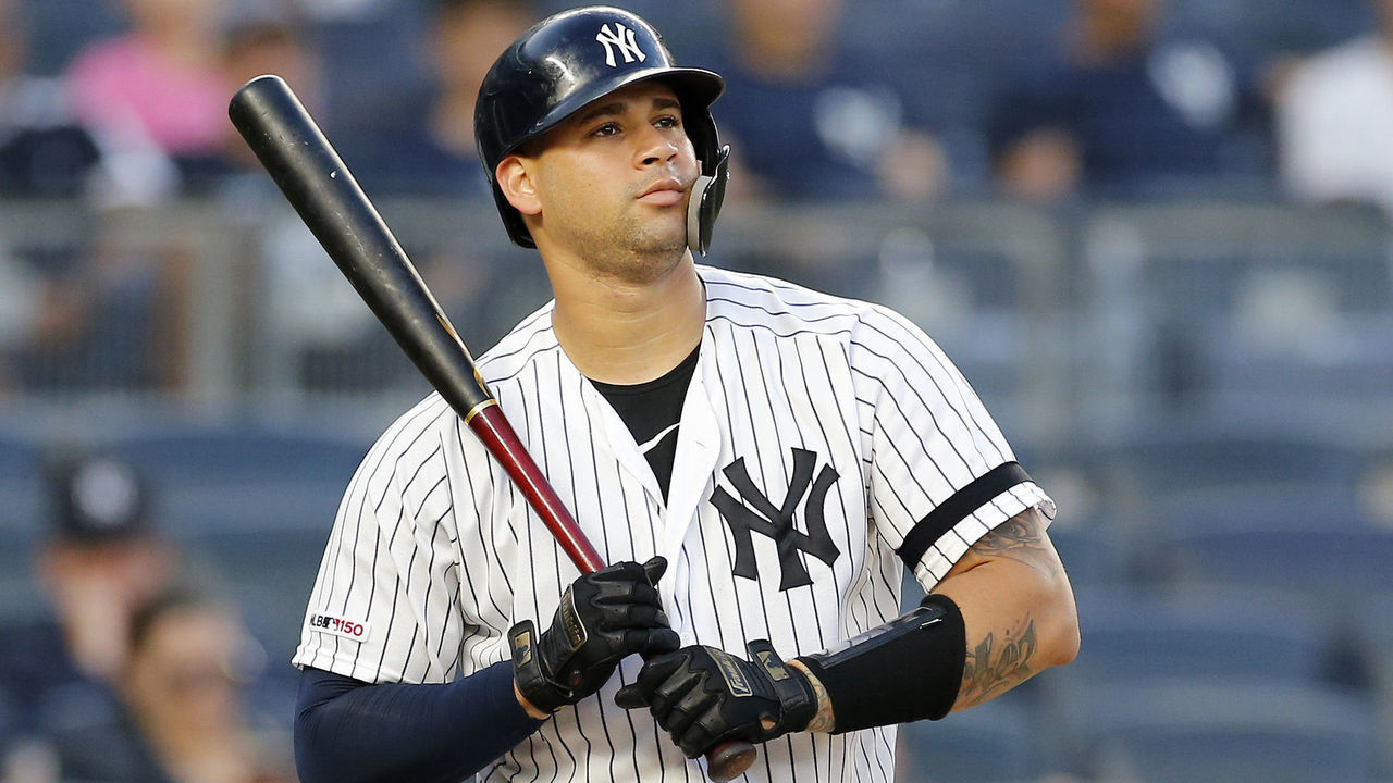 NEW YORK, NEW YORK - SEPTEMBER 02: Gary Sanchez #24 of the New York Yankees in action against the Texas Rangers at Yankee Stadium on September 02, 2019 in New York City. The Rangers defeated the Yankees 7-0.