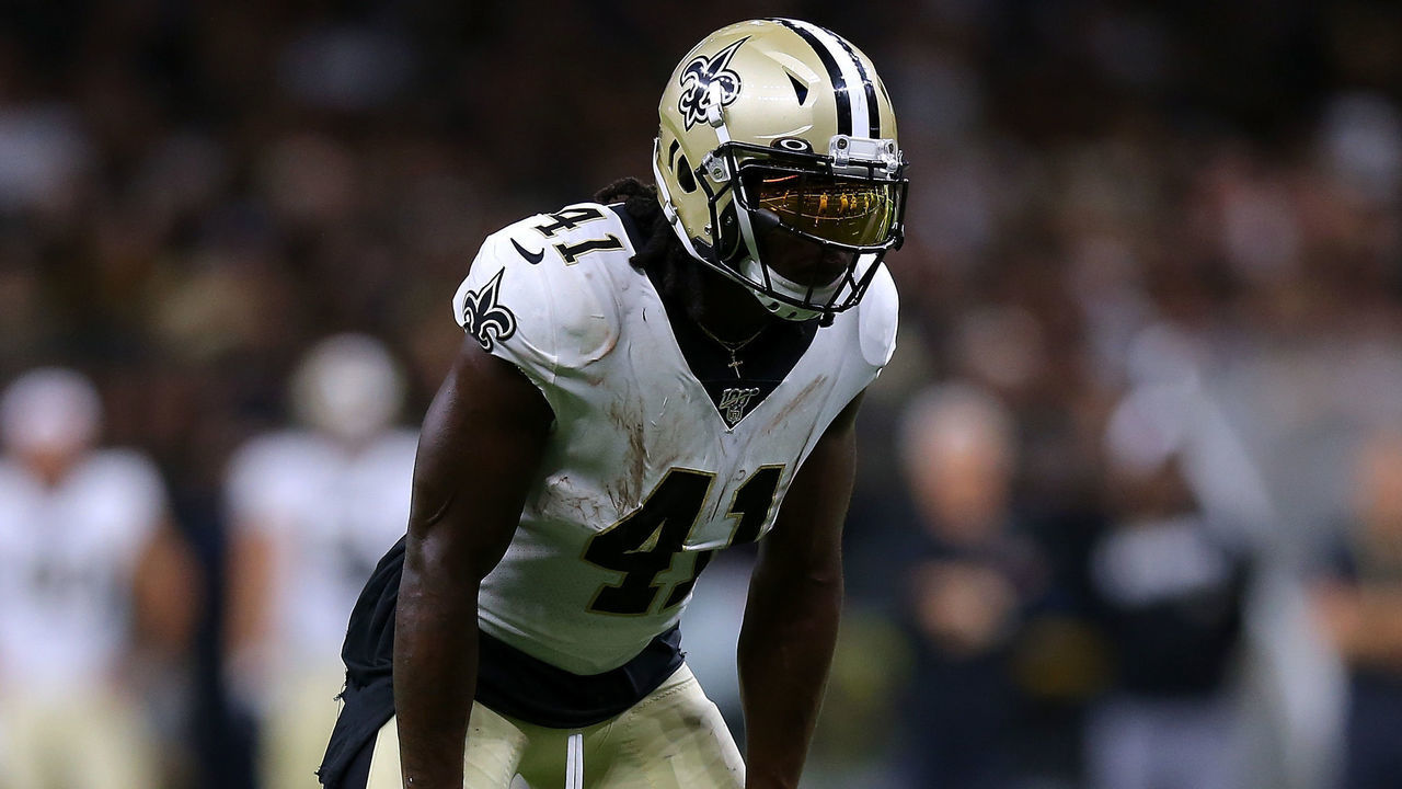 NEW ORLEANS, LOUISIANA - AUGUST 09: Alvin Kamara #41 of the New Orleans Saints during a preseason game at the Mercedes Benz Superdome on August 09, 2019 in New Orleans, Louisiana.