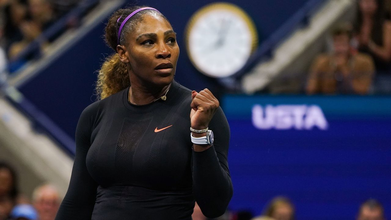 Serena Williams of the US reacts to her victory against Qianq Wang of China in their Women's Singles Quarter-finals tennis match during the 2019 US Open at the USTA Billie Jean King National Tennis Center in New York on September 3, 2019.