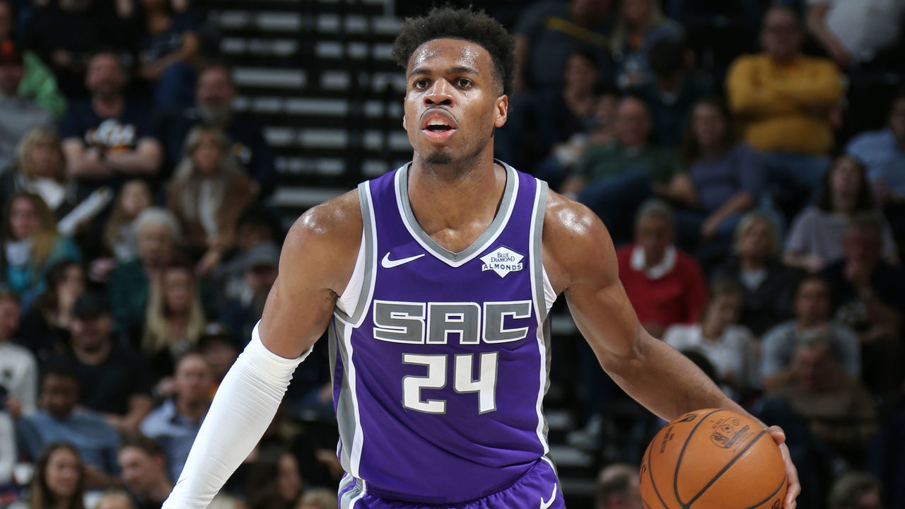 SALT LAKE CITY, UT - APRIL 5: Buddy Hield #24 of the Sacramento Kings handles the ball against the Utah Jazz on April 5, 2019 at vivint.SmartHome Arena in Salt Lake City, Utah. Mandatory Copyright Notice: Copyright 2019 NBAE