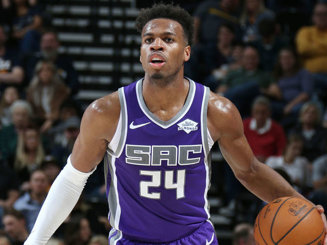 SALT LAKE CITY, UT - APRIL 5: Buddy Hield #24 of the Sacramento Kings handles the ball against the Utah Jazz on April 5, 2019 at vivint.SmartHome Arena in Salt Lake City, Utah. Mandatory Copyright Notice: Copyright 2019 NBAE