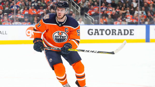 EDMONTON, AB - MARCH 13: Edmonton Oilers Center Connor McDavid (97) in action in the first period during the Edmonton Oilers game versus the New Jersey Devils on March 13, 2019 at Rogers Place in Edmonton, AB.