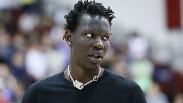 LAS VEGAS, NV - JULY 9: Bol Bol of the Denver Nuggets looks on during the game against the Boston Celtics on July 9, 2019 at the Cox Pavilion in Las Vegas, Nevada. NOTE TO USER: User expressly acknowledges and agrees that, by downloading and/or using this photograph, user is consenting to the terms and conditions of the Getty Images License Agreement. Mandatory Copyright Notice: Copyright 2019 NBAE