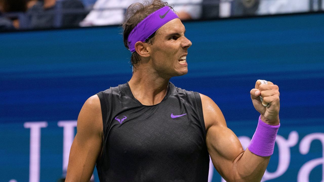 Rafael Nadal of Spain celebrates a point while playing Diego Schwartzman of Argentina during their Quarter-finals Men's Singles match at the 2019 US Open at the USTA Billie Jean King National Tennis Center in New York on September 4, 2019.