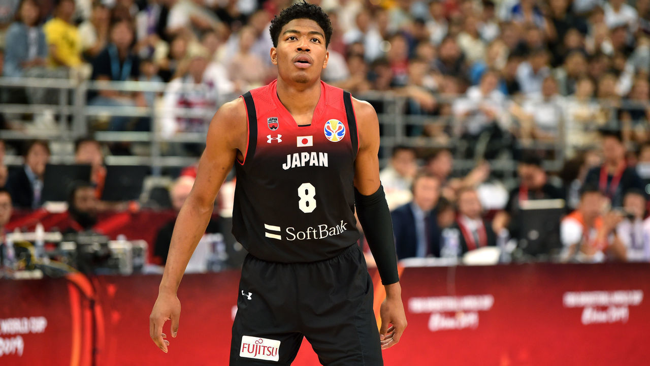 SHANGHAI, CHINA - SEPTEMBER 5: Rui Hachimura #8 of Japan looks on during the game against USA during the First Round of the 2019 FIBA Basketball World Cup on September 5, 2019 at the Shanghai Oriental Sports Center in Shanghai, China. NOTE TO USER: User expressly acknowledges and agrees that, by downloading and/or using this photograph, user is consenting to the terms and conditions of the Getty Images License Agreement. Mandatory Copyright Notice: Copyright 2019 NBAE
