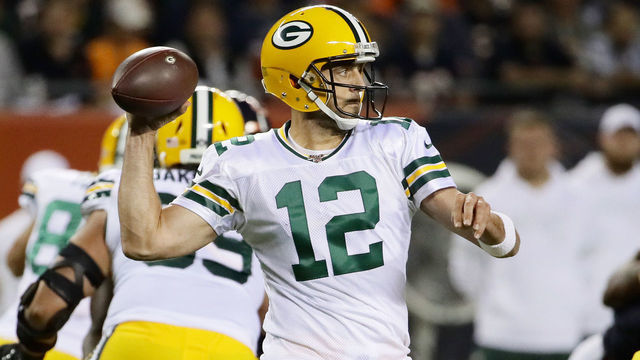 CHICAGO, ILLINOIS - SEPTEMBER 05: Aaron Rodgers #12 of the Green Bay Packers throws a pass during the first quarter against the Chicago Bears in the game at Soldier Field on September 05, 2019 in Chicago, Illinois.